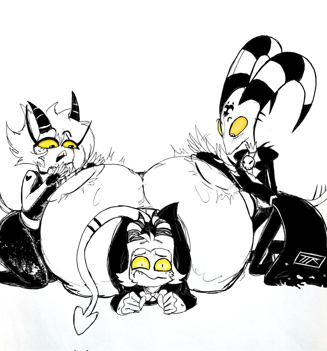 KojoArts_NSFW's tweet photo. So jiggly, so thicc, so smooth~ They're memorized by it. DRUMROLL PLEASE! >:3
Helluva boss/Blitzo/Moxxie/Millie
Inspired by @Mr_Otter_Breath https://t.co/XHEfRLjyA3