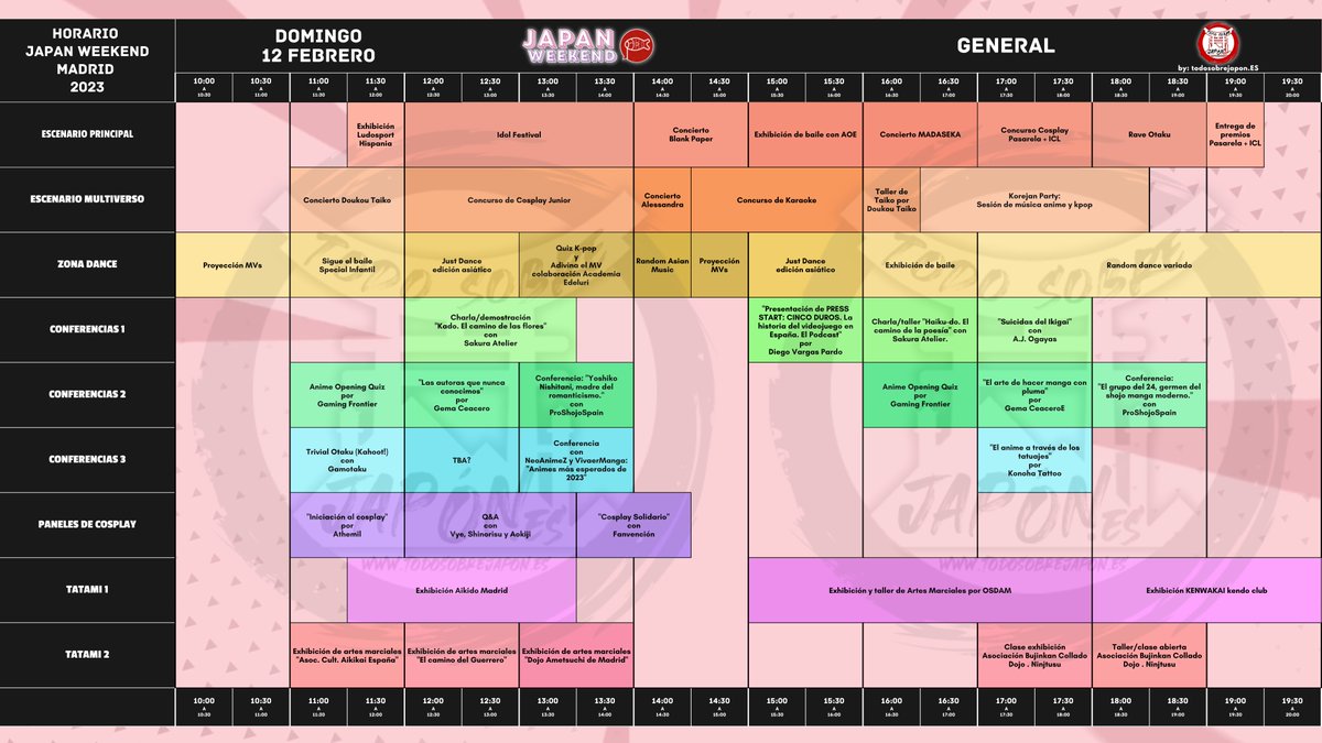todosobre_japan's tweet photo. Ya tenéis el horario general definitivo que hemos hecho de la #japanweekend en #madrid donde asistiremos como pase de prensa 💪. ¡Nos vemos mañana en la #japanweekendmadrid !⛩️🇯🇵
@Japan_Weekend
Más info en: 👉 https://t.co/7SNNRC1PCY #eventootaku #eventocosplay https://t.co/KNgqWcE5vn