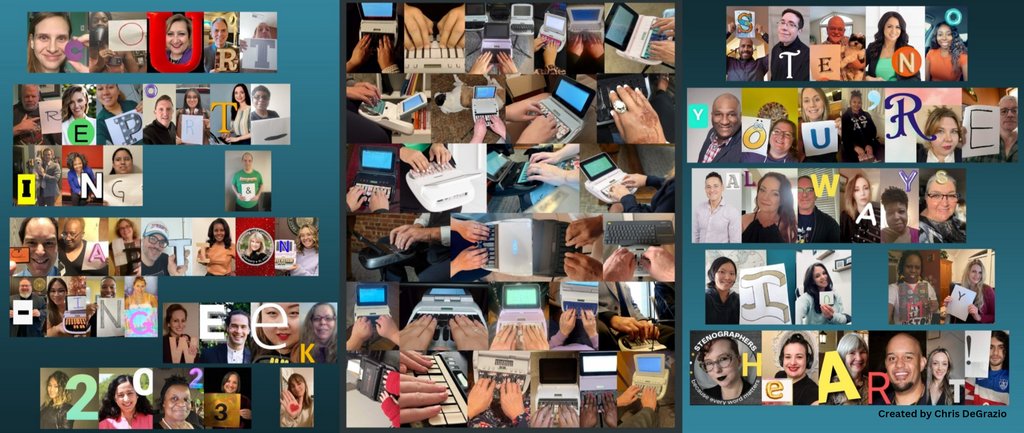 Special thanks to NCRA member Chris DeGrazio, a freelance reporter in Fort Pierce, Fla., for organizing and submitting this impressive collage celebrating #CRCW2023!