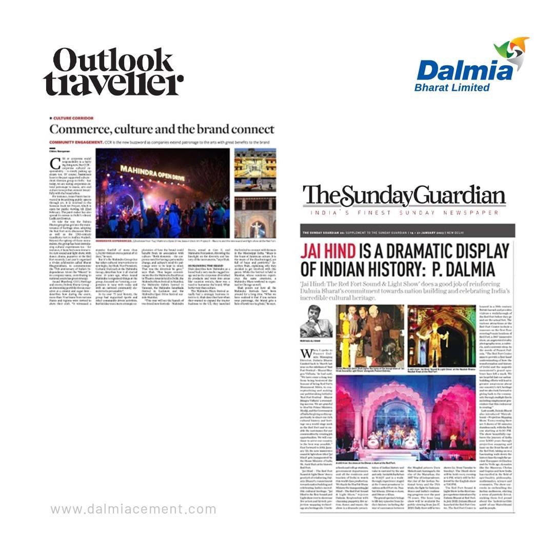 MyDalmiaCement's tweet photo. The immersive show, Jai Hind, which was inaugurated by Shri @AmitShah, Home Minister of India, at @Redfortindia_ was quite the occasion. Here's a peek into our extensive press updates.
#dalmiacement #redfort #redfortindia #dalmia #historical @SundayGuardian @timesofindia https://t.co/lN50BXaWnF