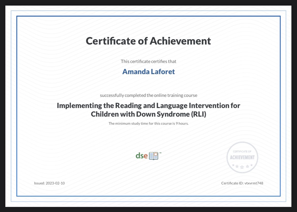Today I completed the #RLI training program and am excited to begin implementing it into our school #professionaldevelopment #literacyprogram #specialeducation