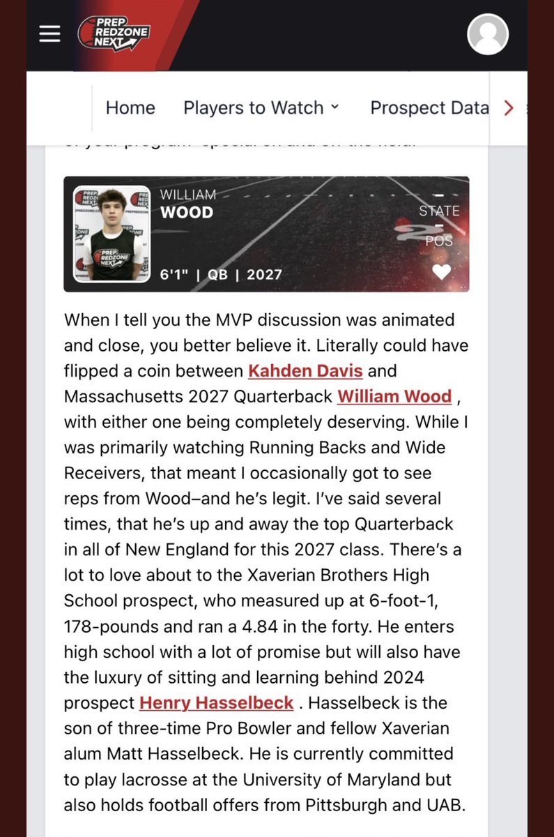 William Wood C/O 2027 QB (@willwood11_) on Twitter photo Thanks for the right up, more work to be done. <a href="/AlPopsFootball/">ππ ππ¨π©π¬</a> <a href="/PRZNewEngland/">Prep Redzone New England</a> <a href="/PrepRedzoneNext/">Prep Redzone ππππ π</a> <a href="/XBHS_Football/">Xaverian Football</a> <a href="/M2_QBacademy/">M2 QB Academy</a> <a href="/QBHitList/">QBHitList.com</a> <a href="/fivestarphenom/">FIVE STAR PHENOM , PHENOM RECRUITING RESOURCING .</a> <a href="/FBUAllAmerican/">#FBUAllAmerican</a> <a href="/FBUcamp/">Football University</a> <a href="/ErikRichardsUSA/">Erik Richards</a> Thanks for the right up, more work to be done. <a href="/AlPopsFootball/">ππ ππ¨π©π¬</a> <a href="/PRZNewEngland/">Prep Redzone New England</a> <a href="/PrepRedzoneNext/">Prep Redzone ππππ π</a> <a href="/XBHS_Football/">Xaverian Football</a> <a href="/M2_QBacademy/">M2 QB Academy</a> <a href="/QBHitList/">QBHitList.com</a> <a href="/fivestarphenom/">FIVE STAR PHENOM , PHENOM RECRUITING RESOURCING .</a> <a href="/FBUAllAmerican/">#FBUAllAmerican</a> <a href="/FBUcamp/">Football University</a> <a href="/ErikRichardsUSA/">Erik Richards</a>