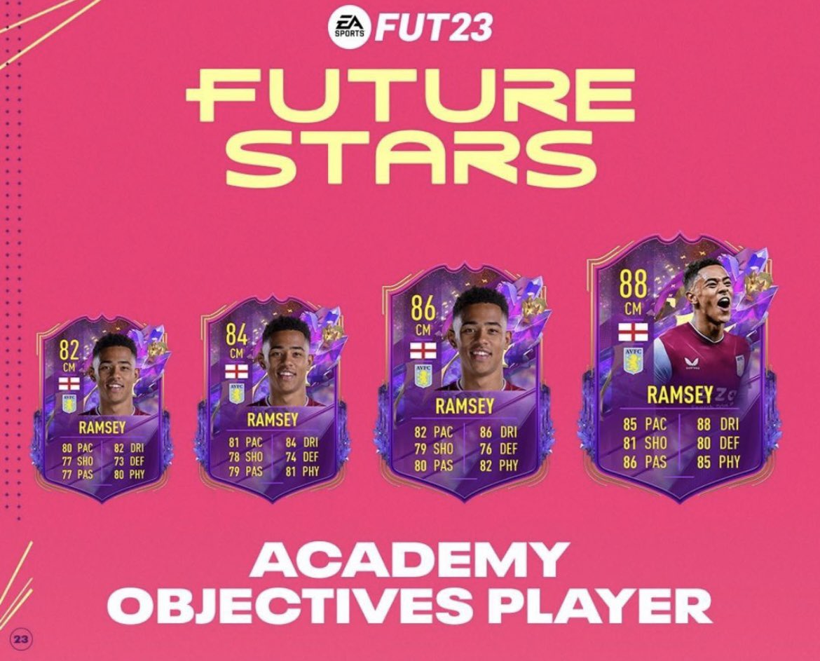FUTschluten's tweet photo. 6pm Content 🚨 #FIFA23 

- Future Stars ⭐️ Team 2
- De Ketelaere 🇧🇪 Future Star SBC
- Ramsey 🏴󠁧󠁢󠁥󠁮󠁧󠁿 Objective player 
- Future Stars Challenge 5 SBC https://t.co/SVi0vLemOg