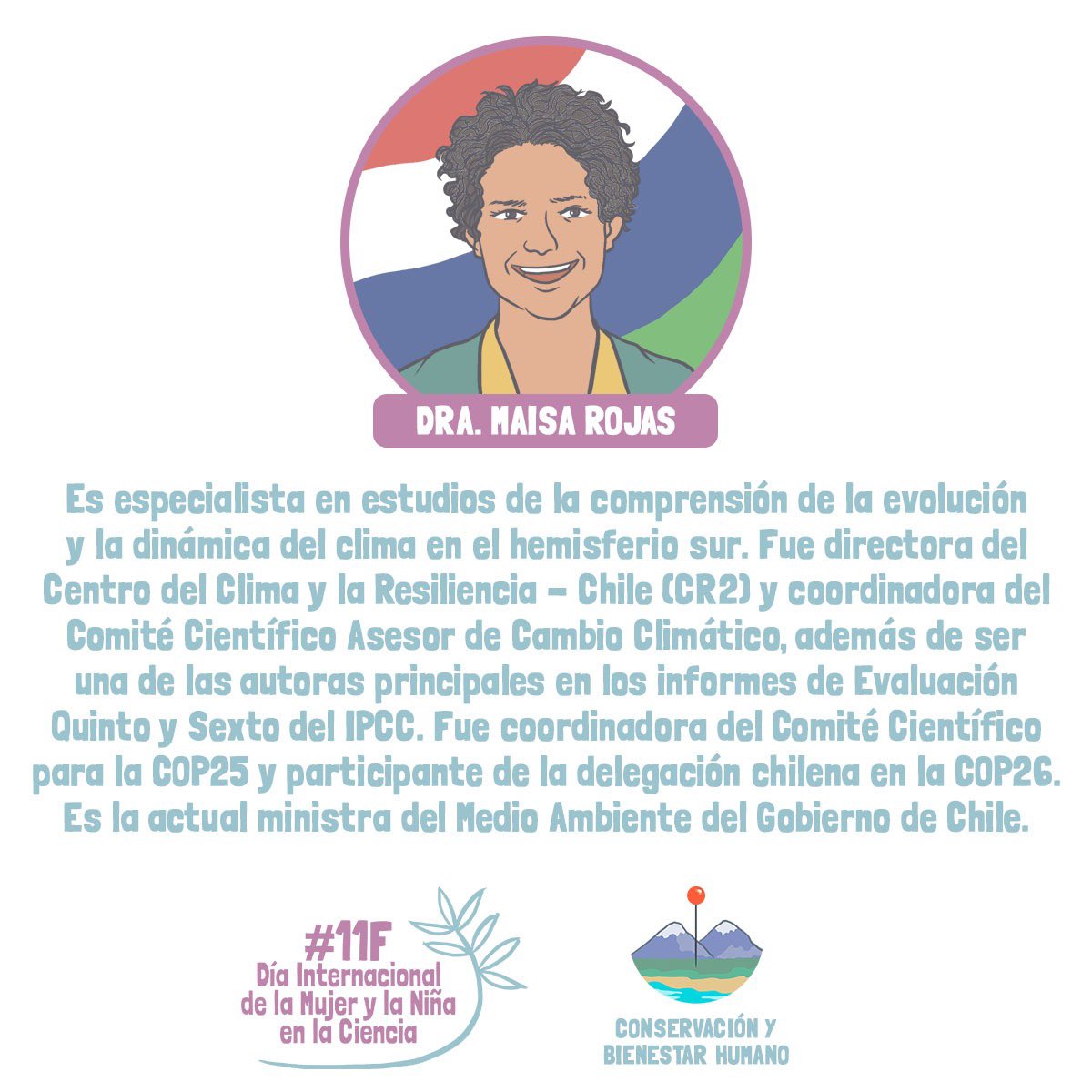 Terminamos esta semana de homenajes a científicas relevantes para las Ciencias del Medio Ambiente por motivo del #11F

Hoy viernes es el turno de Maisa Rojas, actual Ministra del Medio Ambiente del Gobierno de Chile.

#Biodiversidad #Ciencia #Chile #Womaninstem