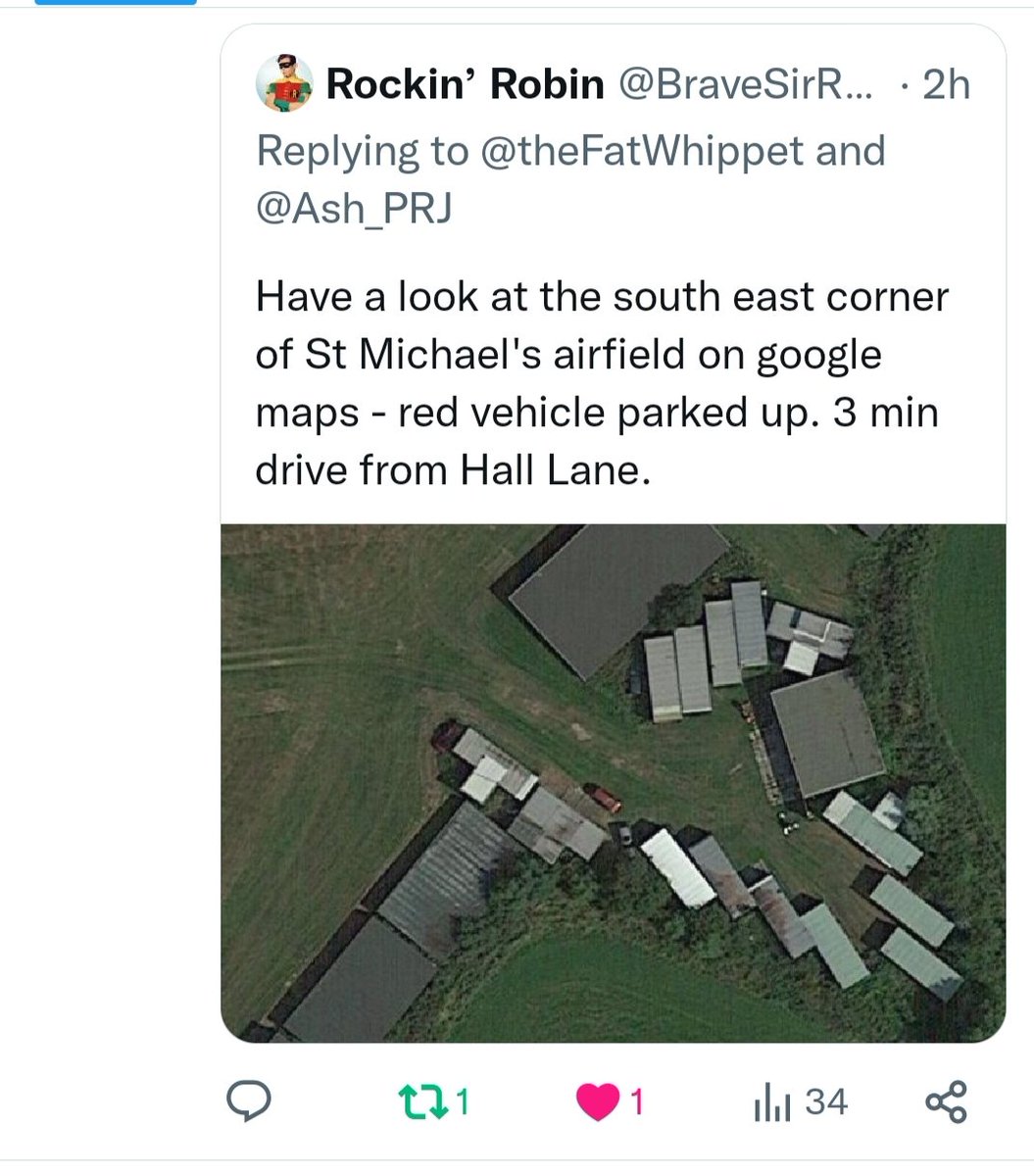 NWO_Covid_WW3's tweet image. #NicolaBulley 
 call for sightings of old, red, Renault van. 
These social media replies: #Wyreside Farm CP
+ an early tweet from @DownToTheWyre who has now locked the account - gives farm building with red van on #HallLane this road goes to local airstrip