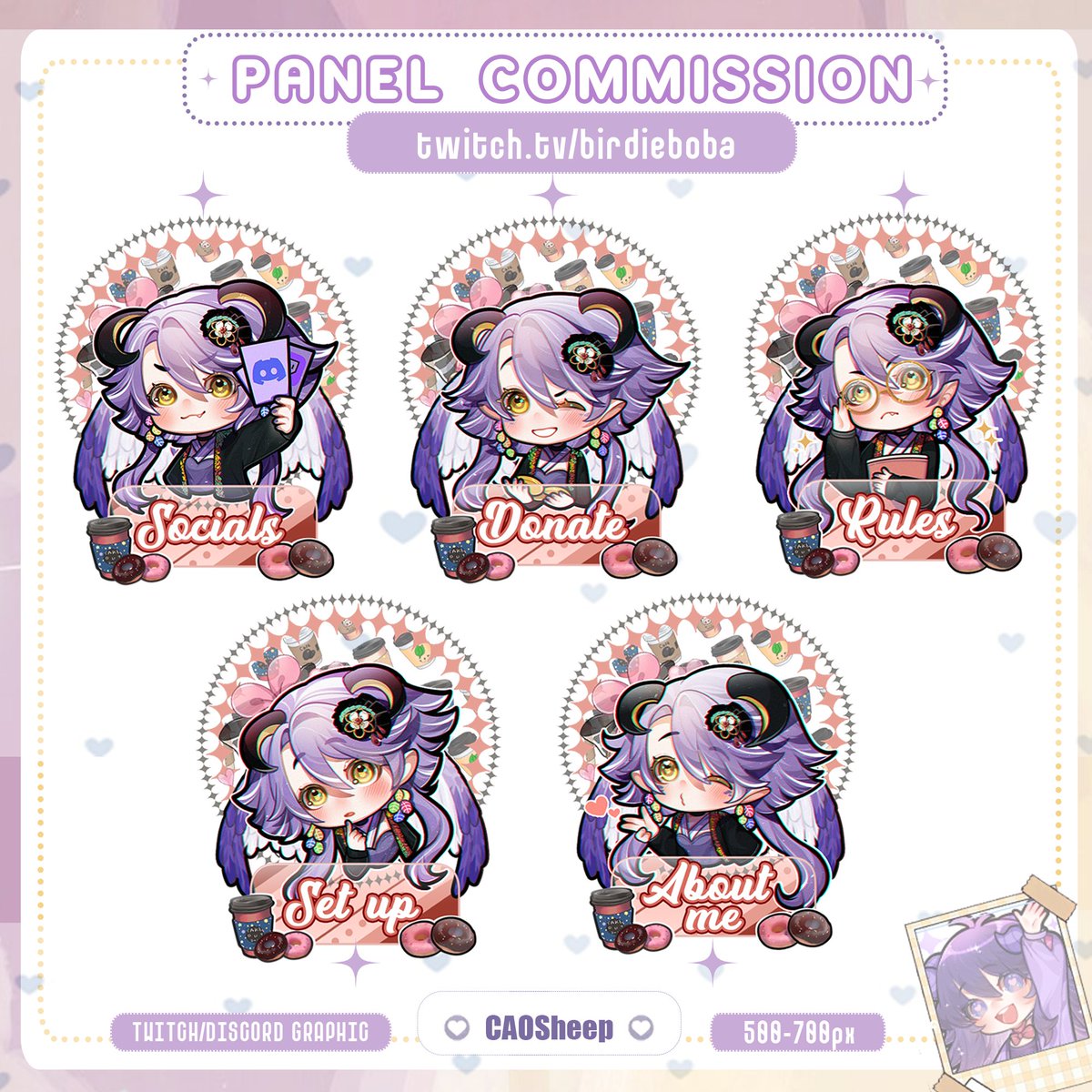 CaoSheep's tweet photo. New Panel commission for @BirdieBoba !!ใพ(โขฯโข`)o
Thank you so much for commissioning me and for being so wonderful to work with!! (โยดโก`โ) ๐
#twitchartist #panelcommission #commissions #emoteartist #panelfortwitch #twitchgraphic #emotes https://t.co/r9GDOUjm9T