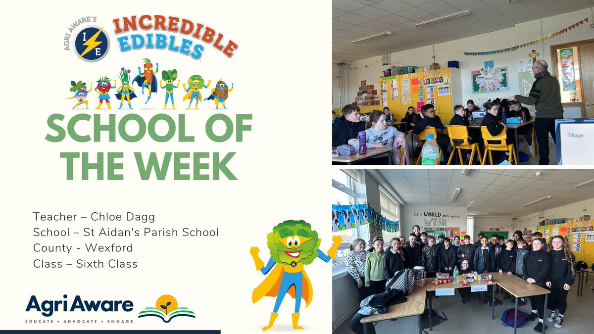 Congratulations to our #IncredibleEdibles School of the Week, @msdaggsclass_ 6th class from @SaintAidansPS, Wexford!

Read all about their amazing work in Task 1: agriaware.ie/incredible-edi…