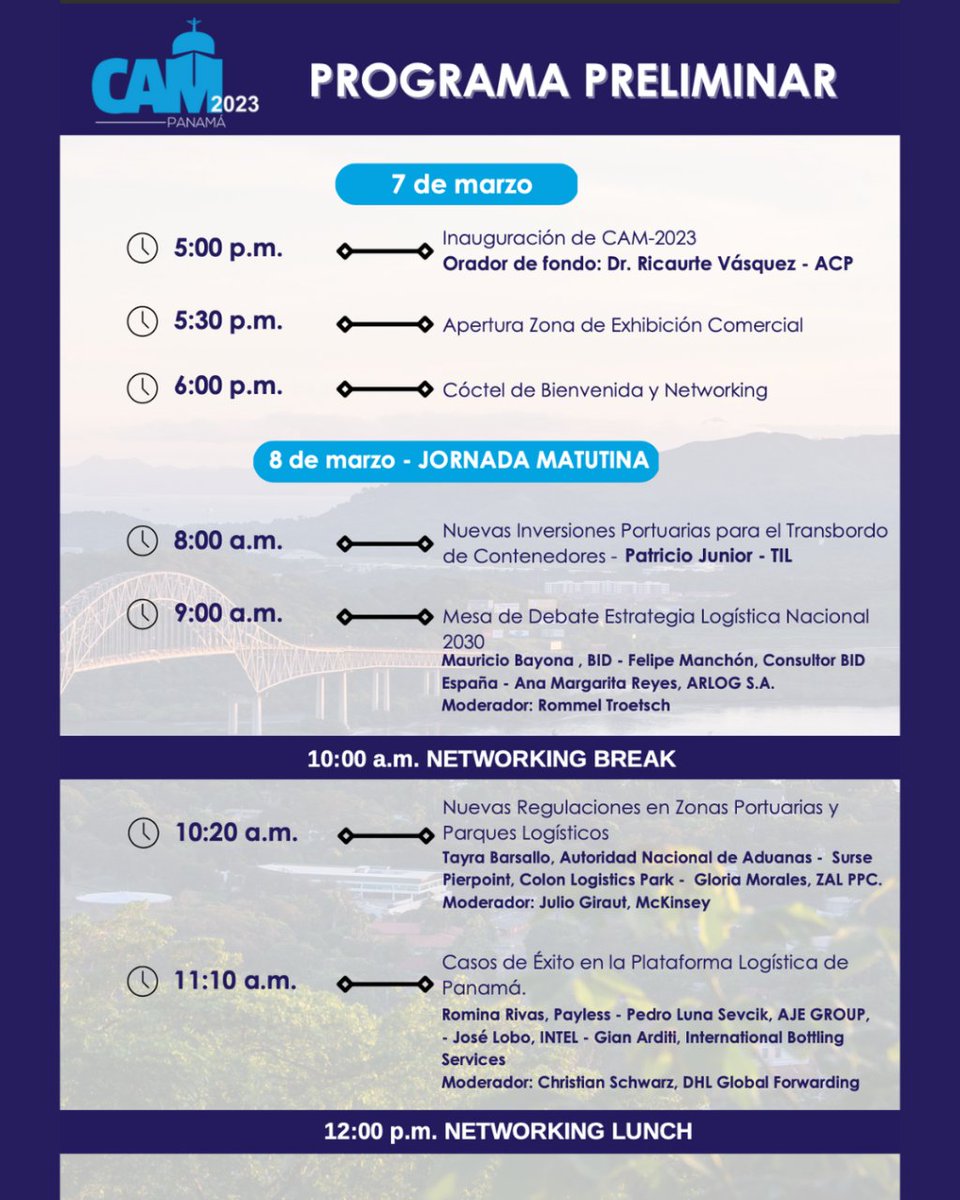 camaramaritima's tweet photo. Comunicado 002-2023: CMP organiza la conferencia anual marítima CAM-2023 
“Oportunidades de Negocios: Hub Marítimo y Logístico" https://t.co/J5fUa5QRXK