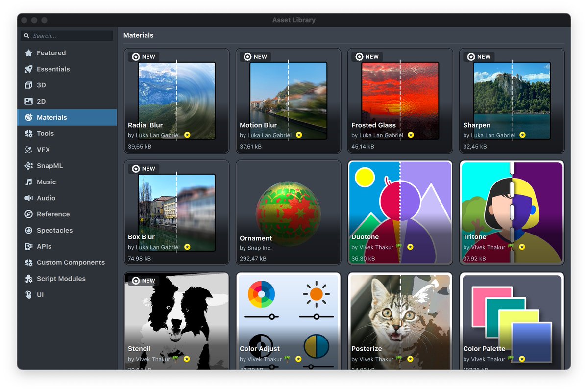 Recently, my pack of basic image processing Post Effects, created mainly using GLSL, has been added to Lens Studio's Asset Library. Hope these come in handy to fellow <a href="/SnapAR/">Snap AR</a> creators!