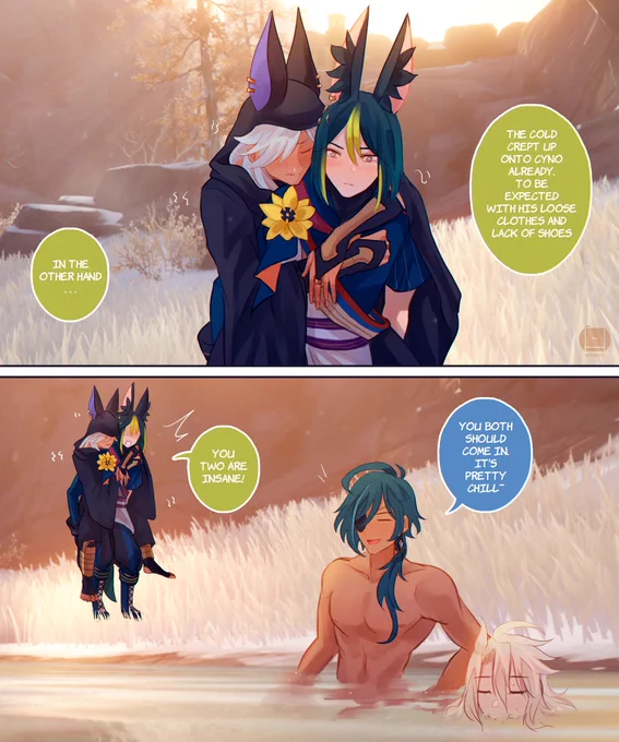 dragonspine visit 📚🌿+❄️🌻

#GenshinImpact #原神 #cynonari #kaebedo #tighnari #cyno #kaeya #albedo 