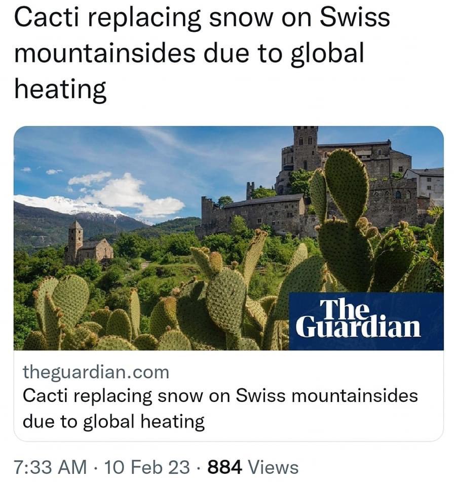 CleanAirMoms_MI's tweet image. Cacti replacing snow on Swiss mountainsides due to global heating. 😲😲😲 We need #Solutions4pollution and we must #ActNow!