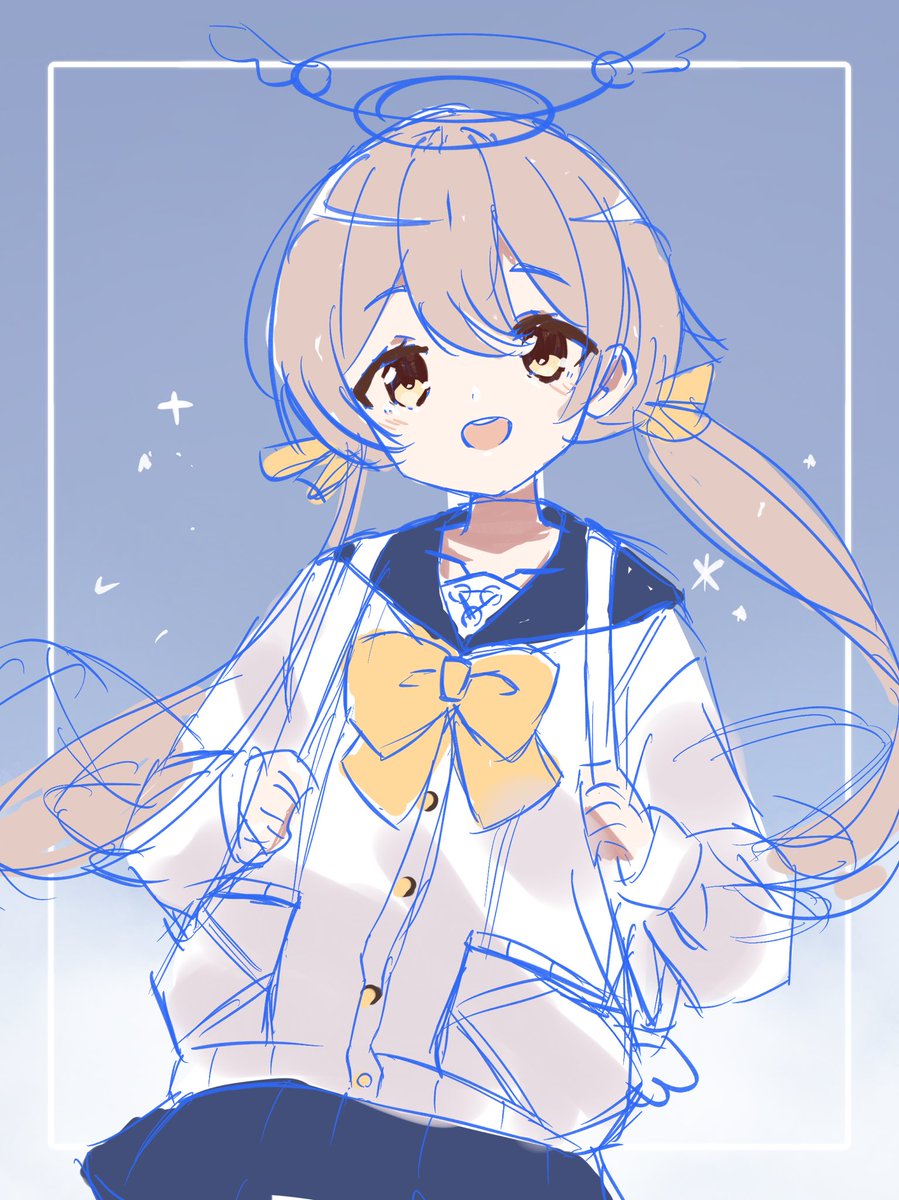 阿慈谷ヒフミ(ブルアカ) 「ラフ 」|あいでんのイラスト