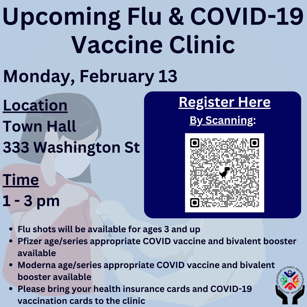 Spots still available for next week's Flu and COVID-19 Vaccine Clinic!

Register here: appointmentquest.com/cgi-bin/WebObj…