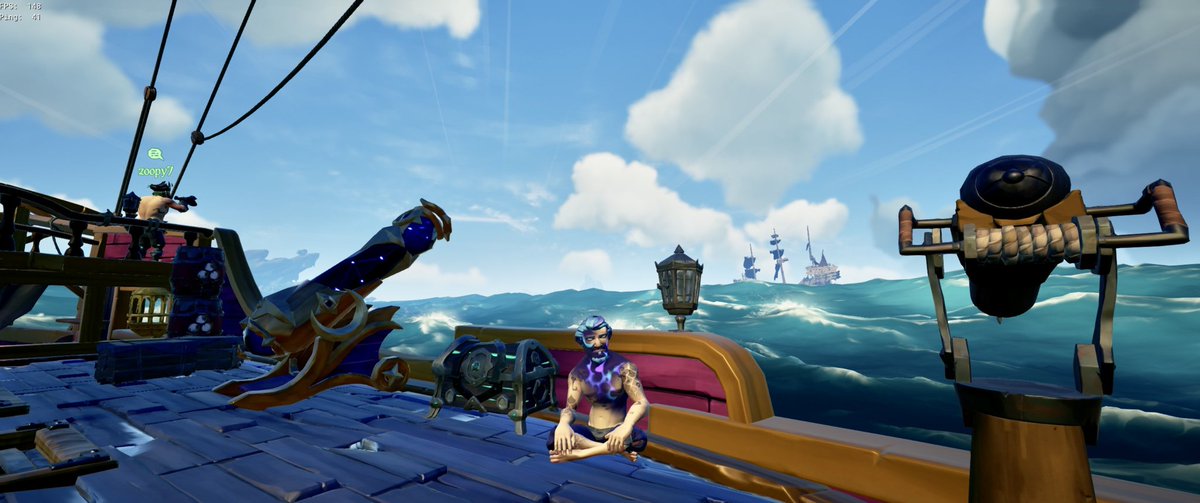 zoopy7's tweet photo. @SeaOfThieves @DreadedDripp My buddy @Ohdoty_ just happy to sail the seas and get treasure while I antagonize everything I can in our radius. #SoTShot @SeaOfThieves https://t.co/NurgPAvbs1