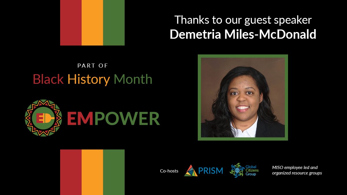 MISO_energy's tweet photo. Thanks to Demetria Miles-McDonald of Decide Diversity for sharing "The Value of Intersectionality” as part of MISO's #BlackHistoryMonth celebrations. #LifeAtMISO https://t.co/BSM19Bwpt1