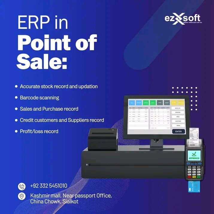 EZSoftSolution1's tweet photo. ERP In Point of Sale.
EZsoft is a swedon based Sialkot company.
#ERP #erpsoftware #ezsoft #swedon #Dubai #SoftwareDeveloper #Software #softwaredevelopment #SONA23 #PSLAnthem #ShadabKhan #erptraining #TwitterFiles #Twitter #Trending https://t.co/5fwJOsgbyv