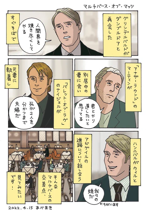 並行世界大好きです!
並行世界のグリンデルバルドやハンニバルたちが集まって力を合わせて世界を救う!…ところはあまり想像できないです😅
#グリンデルバルド #ハンニバル 
#HANNIBAL 