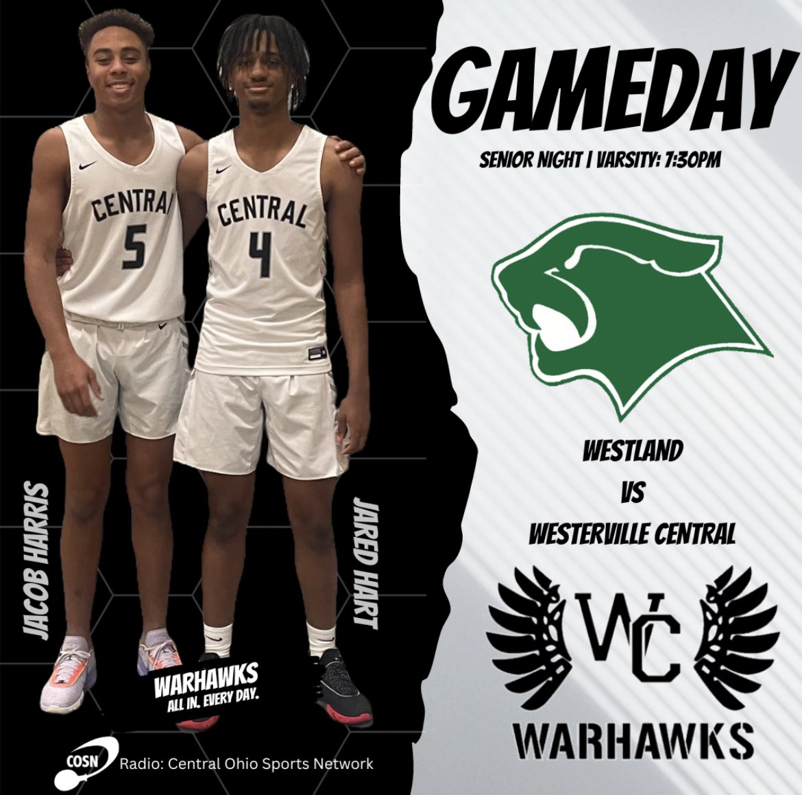 Come celebrate our senior hoopers tonight!  <a href="/realjacobharris/">Jacob Harris</a> <a href="/Hartjared__/">Jared hart</a> as we take on @WestlandBBall 
Get hyped and bring the energy <a href="/hawksnest2023/">The Hawks Nest</a> <a href="/WCHS_Warhawks/">WCHS Warhawks</a> @Warhawk_Hoops <a href="/dsayre32/">Dawn Sayre</a>