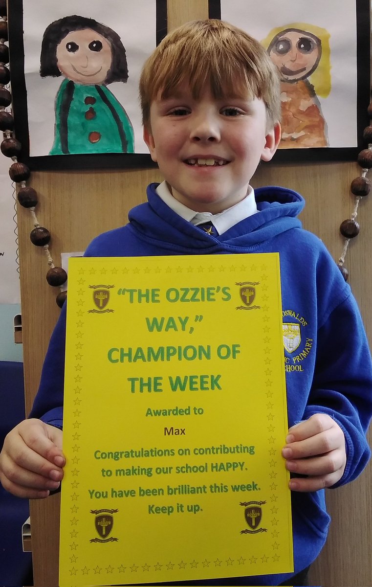 Well done to our Ozzie's champion, Max. Max has shown real enthusiasm when contributing to class discussions. <a href="/saintoswalds/">St Oswald's School</a>
