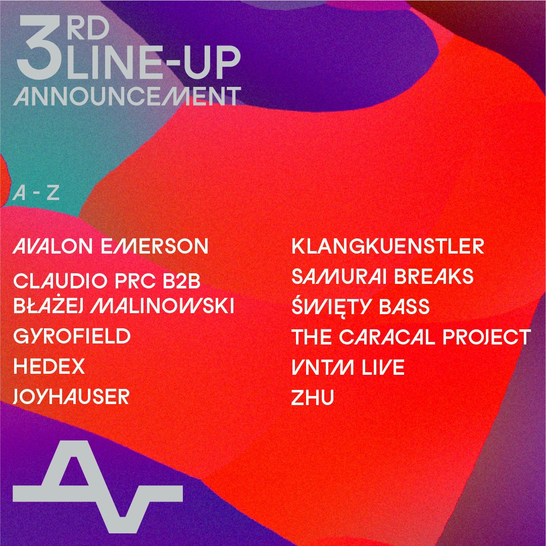 audioriver_pl's tweet photo. Kolejne ogłoszenie line-up'u #Audioriver2023 Zagrają:
#AVALONEMERSON
#CLAUDIOPRC b2b #BLAZEJMALINOWSKI
#GYROFIELD
#HEDEX
#JOYHAUSER
#KLANGKUENSTLER
#SAMURAIBREAKS
#SWIETYBASSS
#THECARACALPROJECT
#VNTMLIVE
#ZHU
#Audioriver #electronicmusic #AudioriverFestival #Płock https://t.co/5bgXAF12st