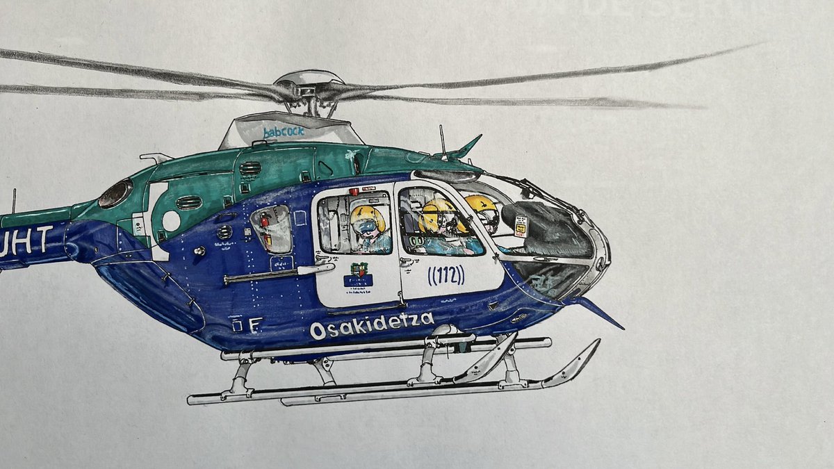 aerodrawing's tweet photo. Buenas tardes 
#viernes 

Llego al #findesemana , y lo hago después de un pequeño parón.

Os traigo esta nueva ilustración de este #aircraft 🚁 #ec135t2 de @airbus_helicopters operando para @osakidetzaejgv @112_sosdeiak en pleno vuelo. https://t.co/wS5miLVcZj