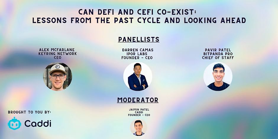 ipor_io's tweet photo. Next week will be an eventful one for @DarrenCamas. #IPORevents

On Thursday, he will join @pavirp from @BitpandaPro and Alex McFarlane from @KeyringNetwork for a discussion on:

👉 Can #DeFi and #CeFi co-exist?
⏰ 16 Feb | 14:00 CET | 13:00 UTC

Register: https://t.co/VeN4yyu5qe https://t.co/hSxD7QRUIn