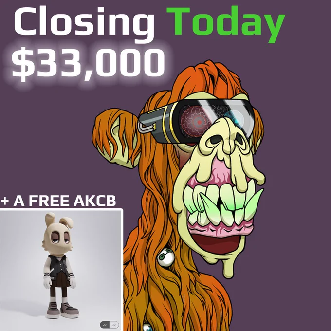Our $33,000 Mutant Ape NFT will be awarded to a winner today. Share this post for the chance to win a free entry and also a free akidcalledbeast NFT at MetaWin.