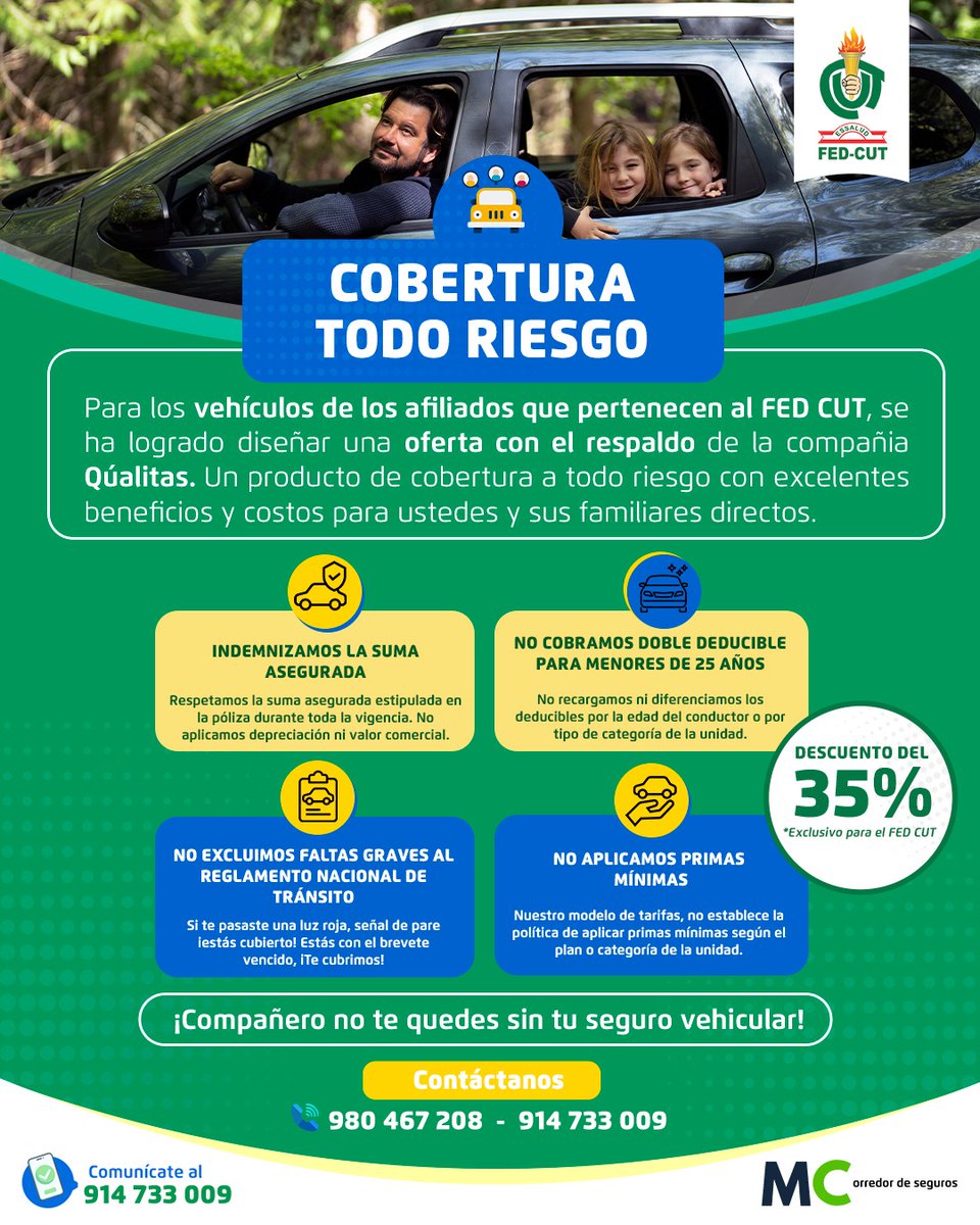 FedCut's tweet photo. 🟢 Por ser miembro de la FED CUT obtén 35% de descuento en tu seguro vehicular
𝗣𝗮𝗿𝗮 𝗺𝗮𝘆𝗼𝗿 𝗶𝗻𝗳𝗼𝗿𝗺𝗮𝗰𝗶𝗼́𝗻, 𝗰𝗵𝗮𝘁𝗲𝗮 𝗰𝗼𝗻:
✅ Giselle: https://t.co/JKHwu08qM7
✅ Ana: https://t.co/6xnJUGYpdJ
*𝐏𝐫𝐨𝐦𝐨𝐜𝐢𝐨́𝐧 𝐞𝐱𝐜𝐥𝐮𝐬𝐢𝐯𝐚 𝐩𝐚𝐫𝐚 𝐅𝐄𝐃 𝐂𝐔𝐓 https://t.co/Iy91ouVtXy