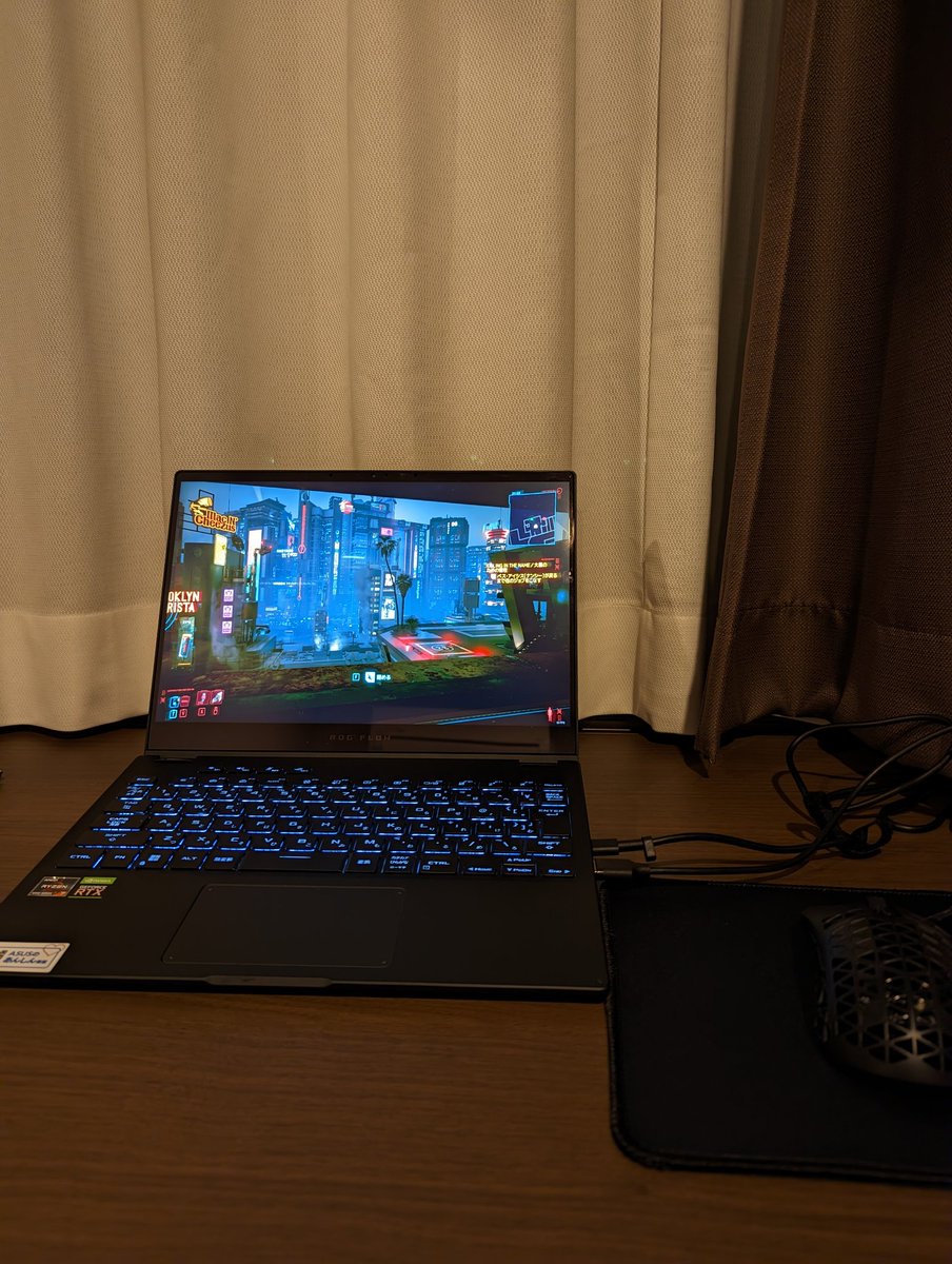 korogasu's tweet image. 出張先でも
#Cyberpunk2077 
#仁王2
とか遊べるの良いかもしれん
#RogFlowX13