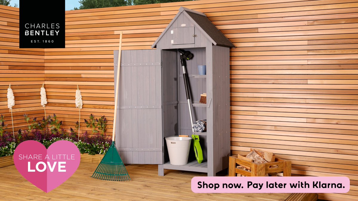 Create a tidy and organised outdoor space with our practical and stylish garden sheds and storage solutions. Shop now and bring a little extra love to your outdoor space. #GardenSheds #OutdoorStorage #ValentinesDay #LoveYourGarden #TidyOutdoors #CharlesBentley