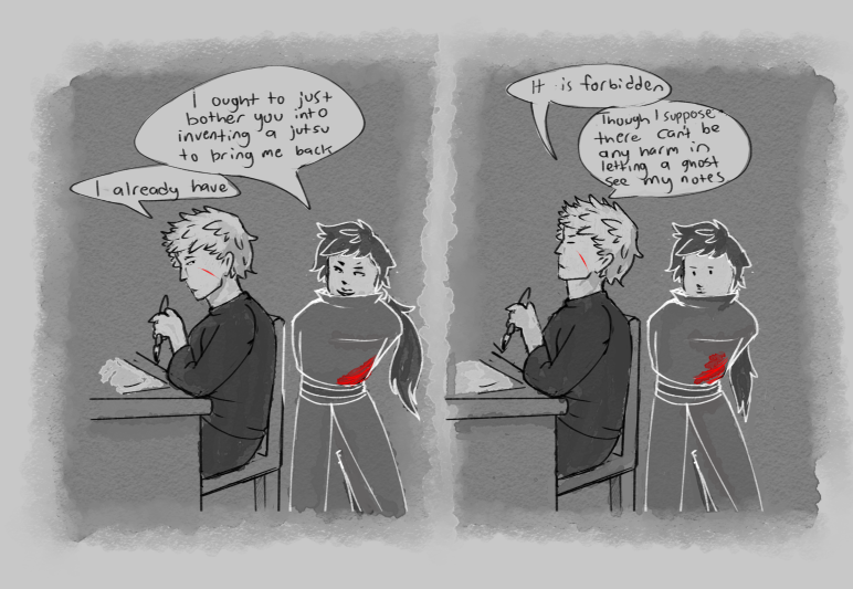 bird_memes's tweet photo. For #izunaweek2023 I took some of the prompts (ghost->edo tensei -> dirty work -> rebirth) and made them into a silly little comic https://t.co/GtbSeTgHZJ