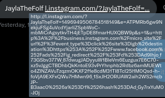 JaylaTheFolf's tweet photo. This is why you don't fucking click them, it redirects you through a bunch of different pages to instagram to make it look legit then immediately  sends you to the hacked link shit so you get the hack on your account https://t.co/Q4kG4gVoZK