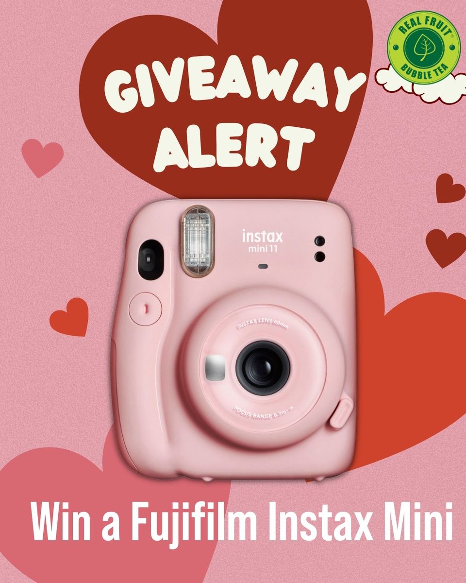 RFBubbleTea's tweet photo. Get a chance to win a Fujifilm Instax Mini❣️
To participate you must:
1Follow our account @RFBubbleTea
Retweet this post
Tag 3 friends in the comments 
The giveaway starts on February 7th and closes on February 14th, 2022 at 12:00AM EST.
Happy Valentine's Day bubble tea lovers 💕 https://t.co/ebR445LflZ