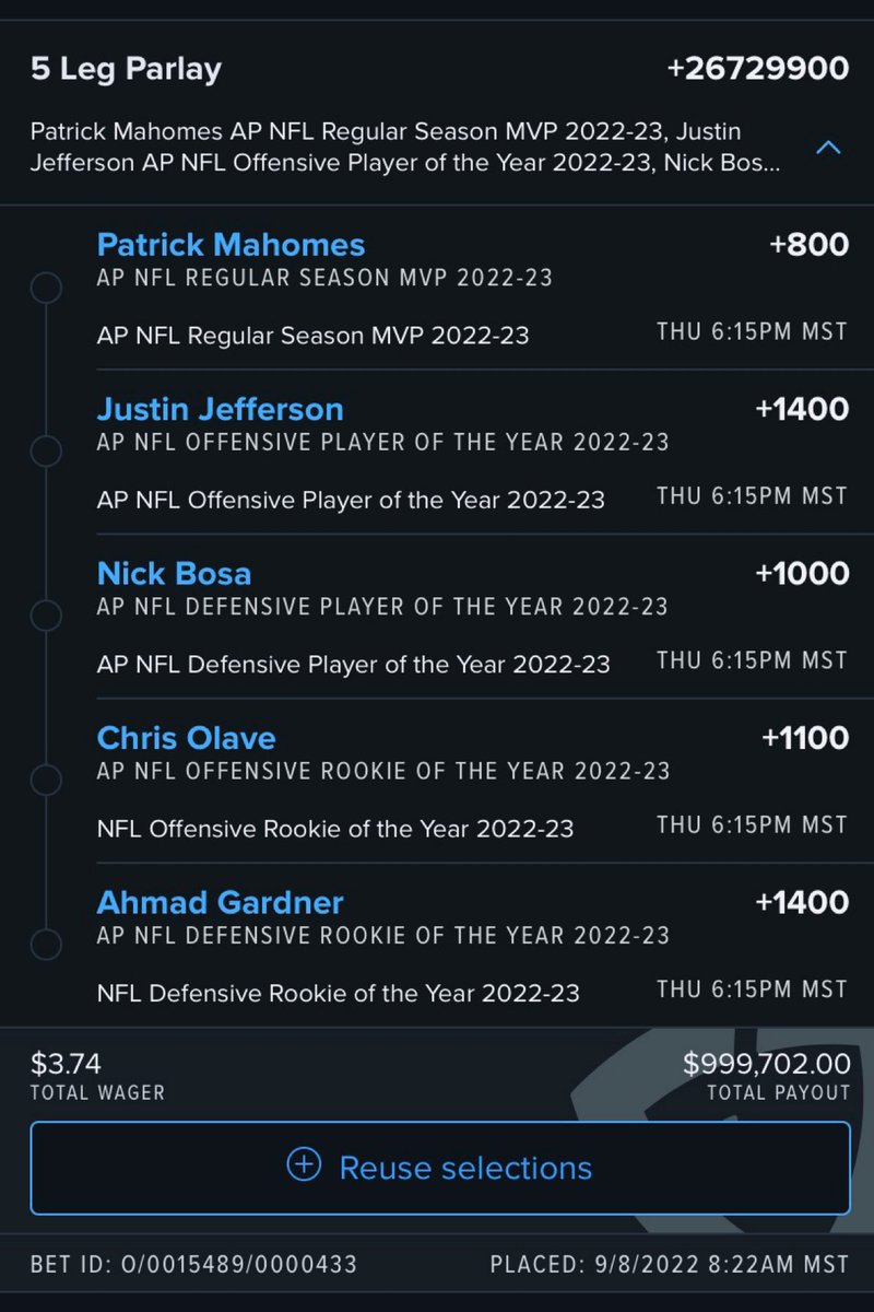 br_betting's tweet photo. ONE LEG FROM $3 INTO ALMOST $1 MILLION 😭

I. Am. SICK. 

(via @AlanZavala44 @FDSportsbook) https://t.co/rPLSQmTZa9
