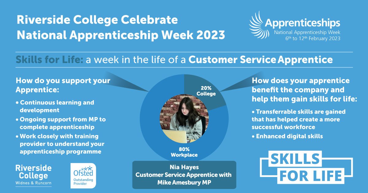 Meet Nia Hayes, Customer Service Apprentice, with MP Mike Amesbury! Nia has gained new #SkillsForLife during her apprenticeship through outstanding support from her employer!
#NAW2023