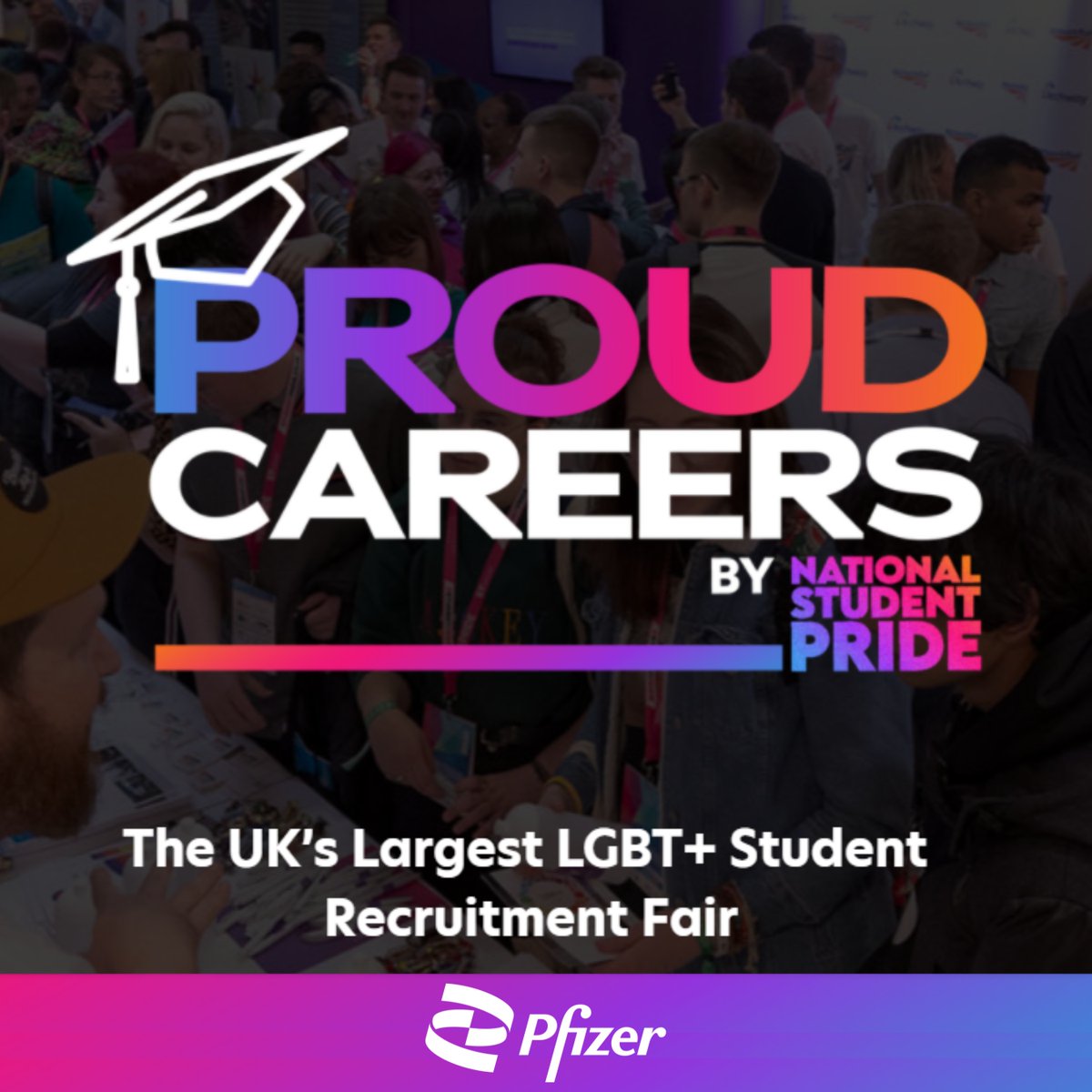 Pfizer_UK's tweet photo. We are proud to partner with @studentpride for their careers fair event tomorrow at @uniwestminster! Visit our stand to discuss & discover #Pfizeruk career opportunities! We look forward to seeing you all at the UK’s largest #LGBTQIA+ inclusive student careers fair #studentpride https://t.co/elSjDts2Cq