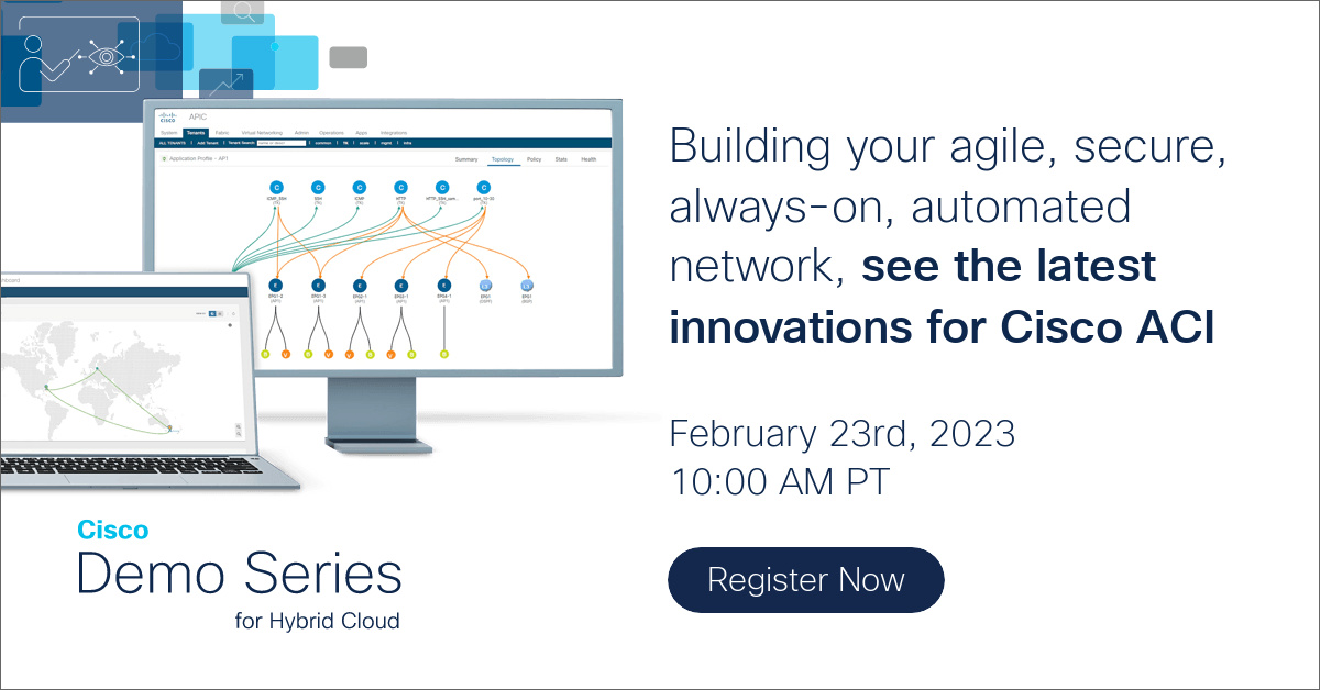 ciscoDC's tweet image. If you’re looking for application agility and data center automation, Cisco ACI is your answer. Reserve your spot for the February 23rd webinar on the latest.

#CiscoACI #CiscoHCDS

cs.co/60123Ytus