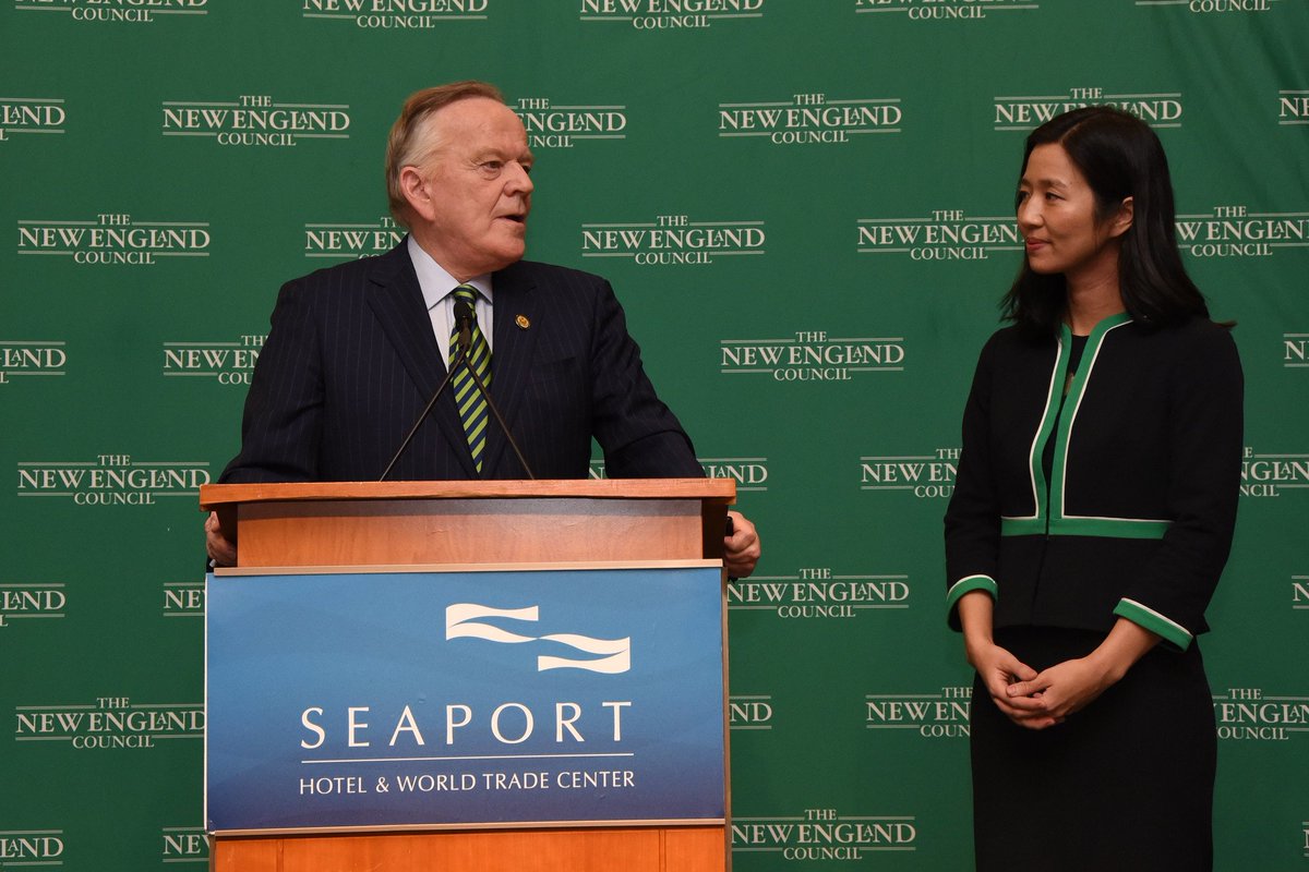 It was an honor and a pleasure to introduce @MayorWu on Wednesday for a @NECouncil breakfast @seaportboston. Thank you to everyone who was able to join us. #bospoli