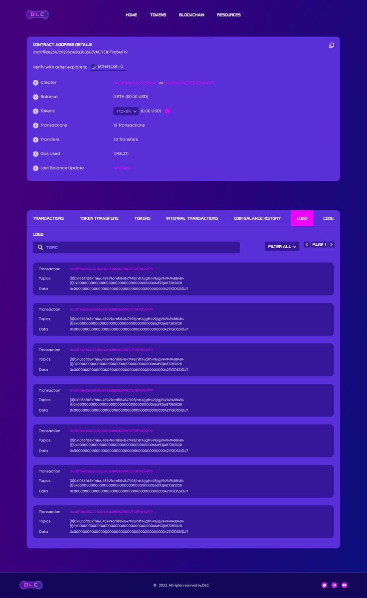 DLChainAI's tweet image. Discover the power of #deepscan, the ultimate #blockchain explorer! Explore code, logs, internal transactions, and track #tokentransfers with ease. Stay ahead of the game and join the #blockchain revolution now! #crypto #explorer