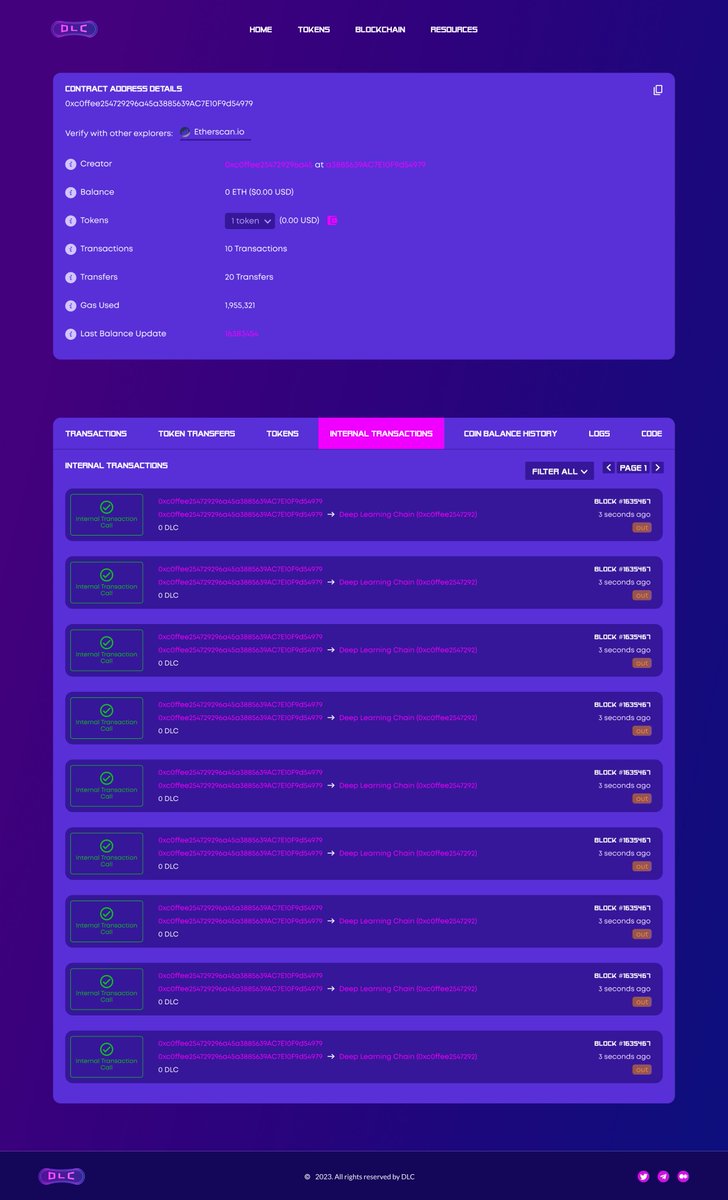 DLChainAI's tweet image. Discover the power of #deepscan, the ultimate #blockchain explorer! Explore code, logs, internal transactions, and track #tokentransfers with ease. Stay ahead of the game and join the #blockchain revolution now! #crypto #explorer