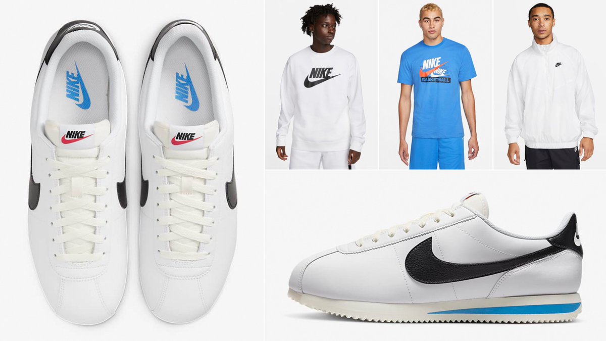 nike cortez white and black outfit