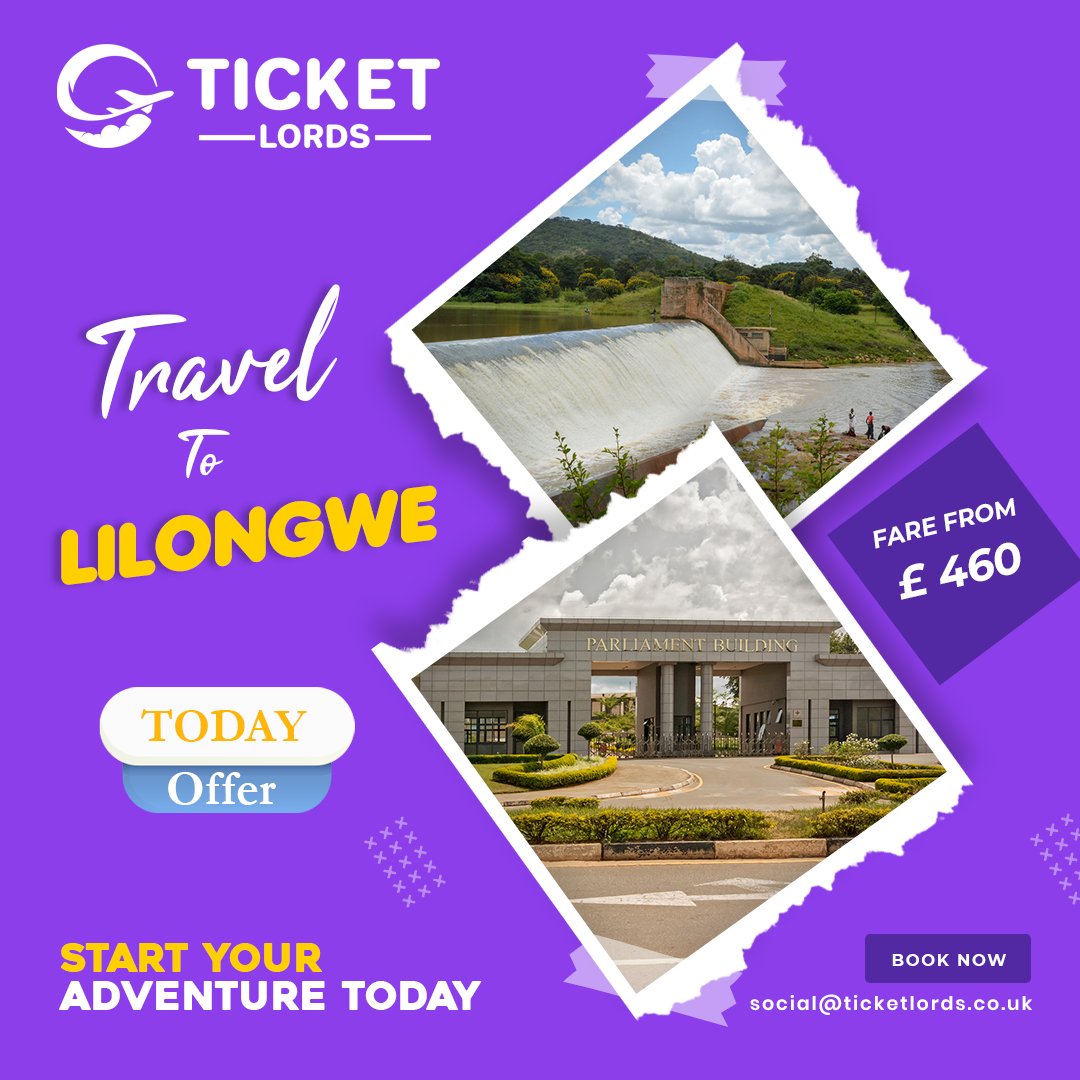 ticketlordsuk's tweet photo. Book London to Lilongwe flights for ยฃ 460 and plan a trip with us. ** Flight bookings are ATOL protected. For Booking Call at
020 3929 7616
#ticketlords #lilongwe #lilongweflight #cheapflightdeals #cheapflightstolilongwe https://t.co/6KBRyUBzN4