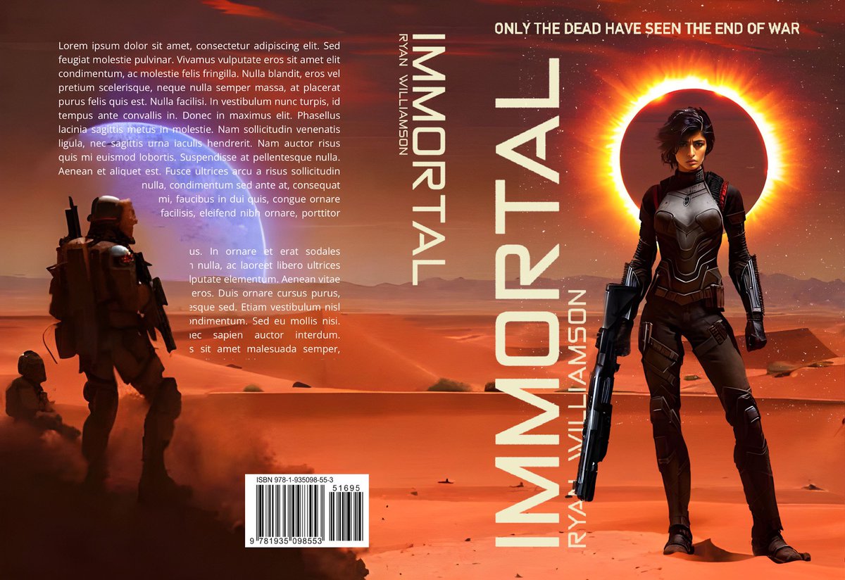 The full-spread cover design I made for my military sci-fi novel “Immortal.” Follow the journey of a transhuman slave soldier who rebels against oppression and leads a revolt for freedom. Stay tuned for the release date! #militaryscifi #transhuman #rebellion #freedom #Immortal