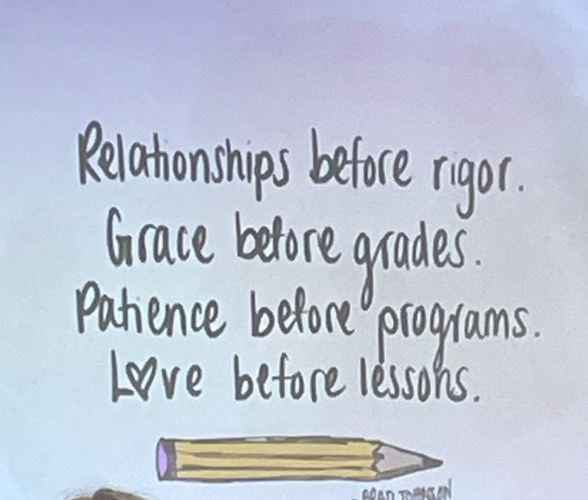 I think I will get this quote made into a sign for our classroom💓Awesome session by <a href="/DrBradJohnson/">𝐁𝐫𝐚𝐝 𝐉𝐨𝐡𝐧𝐬𝐨𝐧</a> at #NCTCA2023 yesterday.