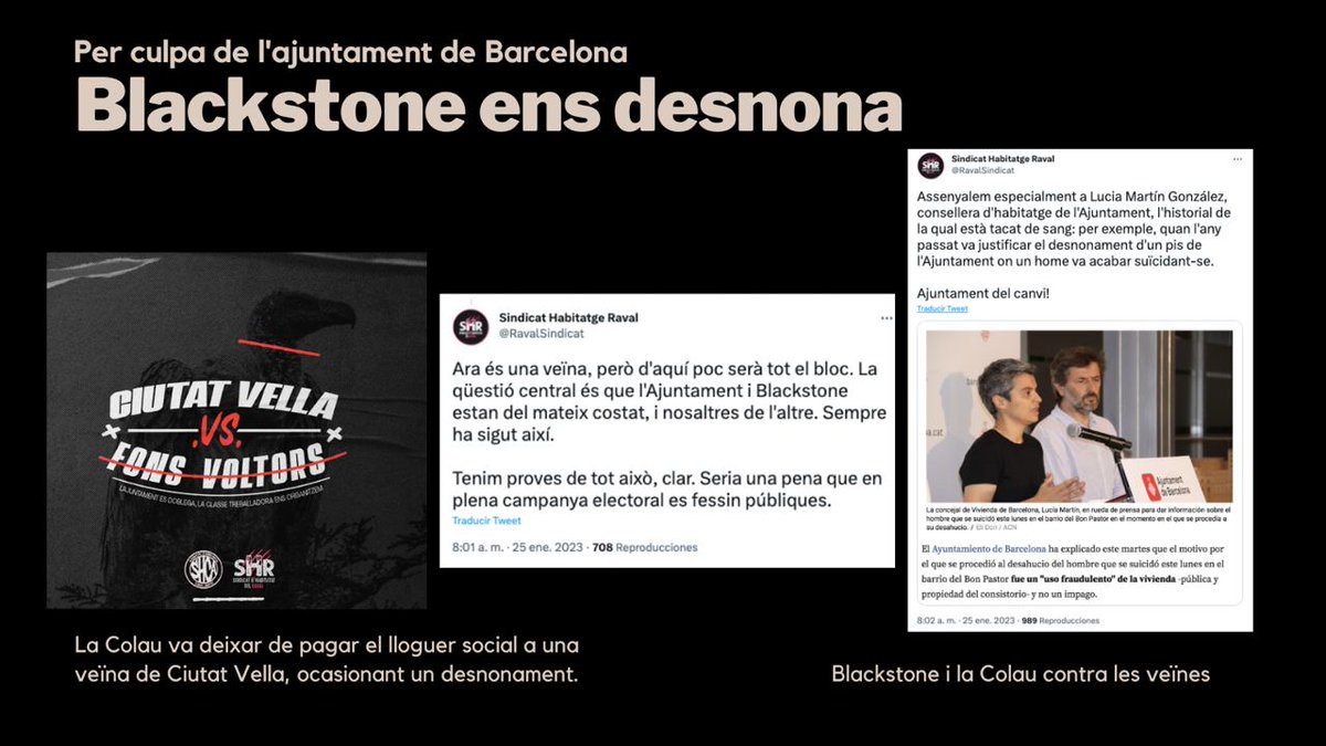 L'Ada Colau ha deixat de pagar el lloguer social d'una veïna de Ciutat Vella i la van desnonar. Sembla que la capa i l'antifaç han passat a millor vida. #JoNoVoto