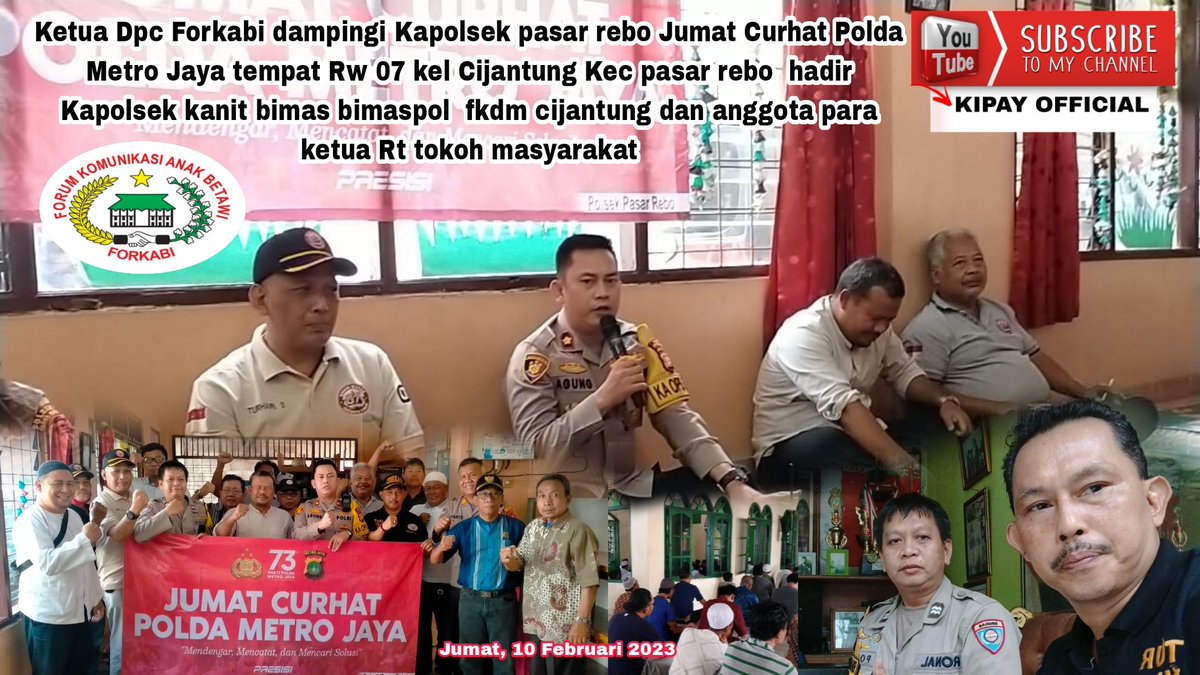 kipay08's tweet photo. https://t.co/6mzmc7iX9q
Full real vedio... Ketua Dpc Forkabi dampingi Kapolsek pasar rebo Jumat Curhat Polda Metro Jaya tempat Rw 07 kel Cijantung Kec pasar rebo  hadir Kapolsek
#jumat #curhatpoldametrojaya #forkabi #pasarrebo #kapolsek #fkdm #rtrw #cijantung #forkabihits https://t.co/n9LW0QnBWv