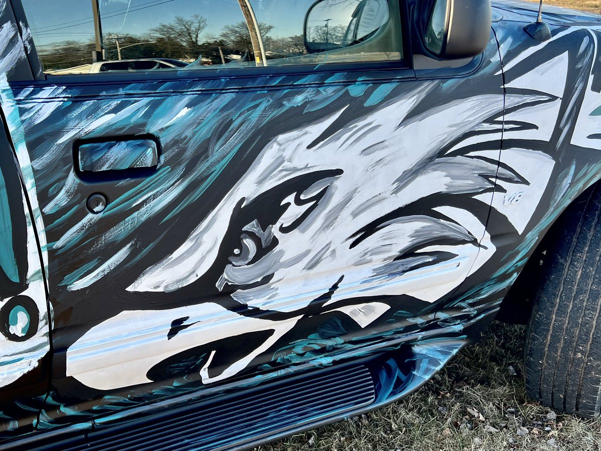 This artistic journey had me up till the wee hours… BUT, the final result is a ‘Philly Special’ our family all had a hand in creating! #wyproud #WYGoBirds @wyasdblue @Eagles #FlyEaglesFly