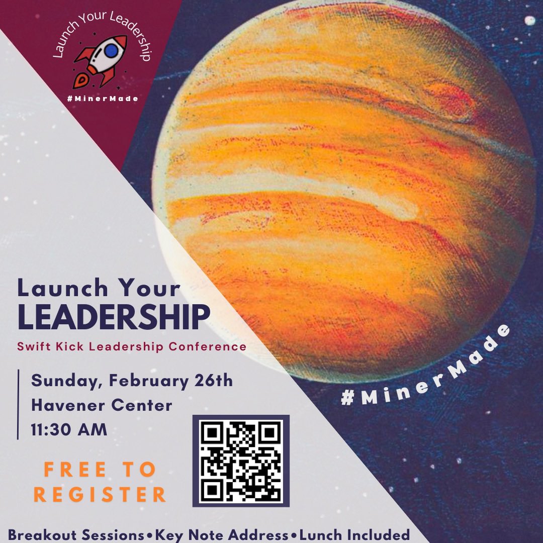 sandtstuco's tweet photo. The event features many varying breakout sessions, a keynote address from Swift Kick, and lunch. This event is FREE to any S&amp;T student that is a member of an RSO and is looking to build their leadership skills. The event runs from 11:30AM-4PM.
Press QR code for more details! https://t.co/iIfGHA10oH