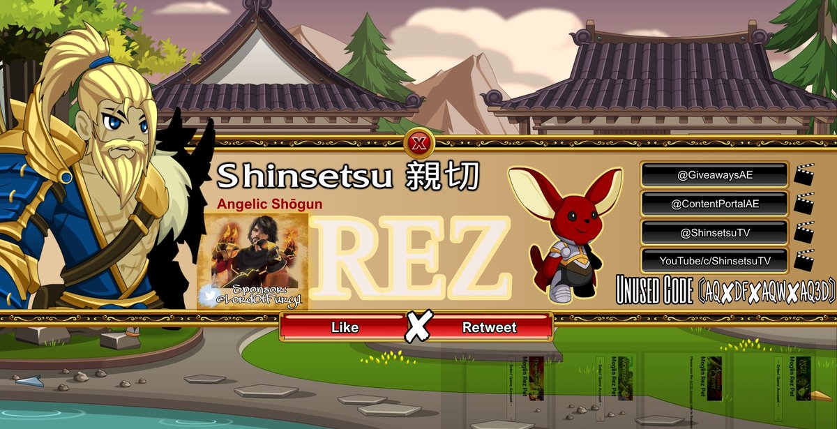 〘REZ MOGLIN PET CODE GIVEAWAY〙

✓ LIKE

✓ RETWEET

✘ 〘OPTIONAL〙
Comment a thank you to <a href="/LordOfFury1/">Lord Of Fury</a> for giving AQ3D Content Creators, and players, this chance!

Best of luck! The winner will be drawn on Feb 25th!

Check out Fury's original Tweet below!