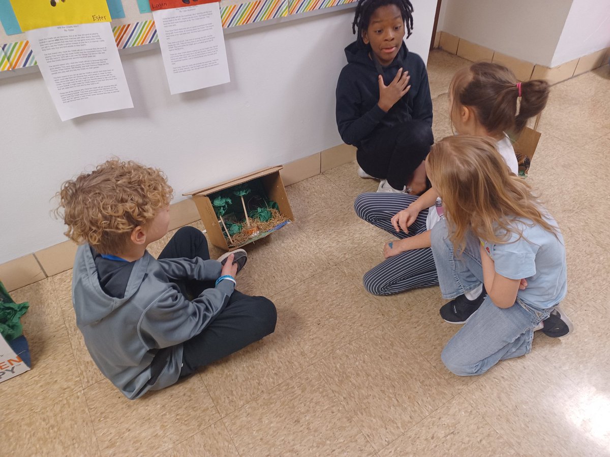 5th grade made model habitats and took 1st grade on "safari" tours of the food chains in their models.